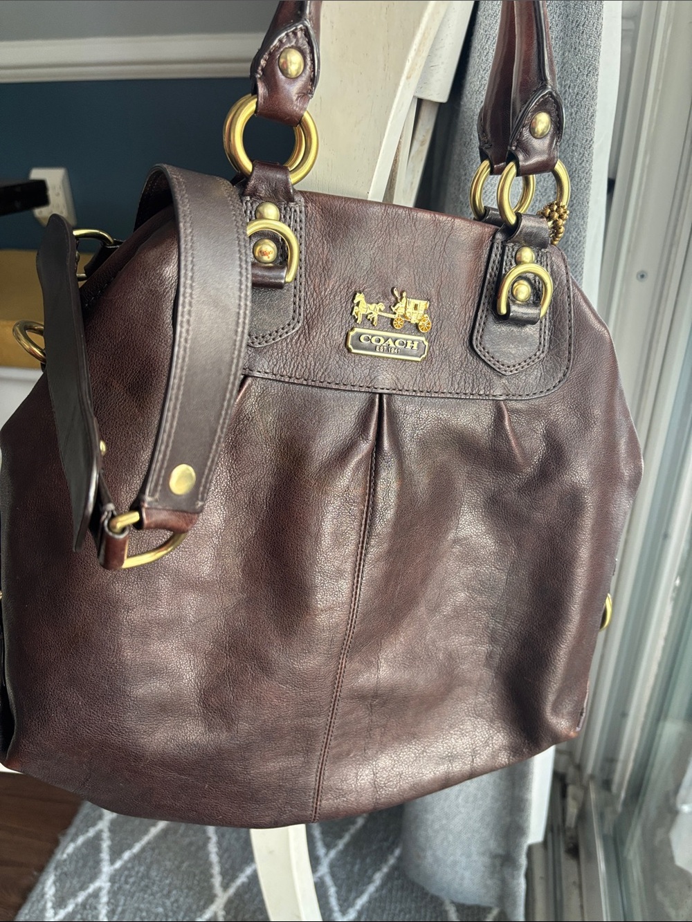 Coach Madison #12935 Dark Brown Leather Shoulder Bag with Gold Hardware vintage